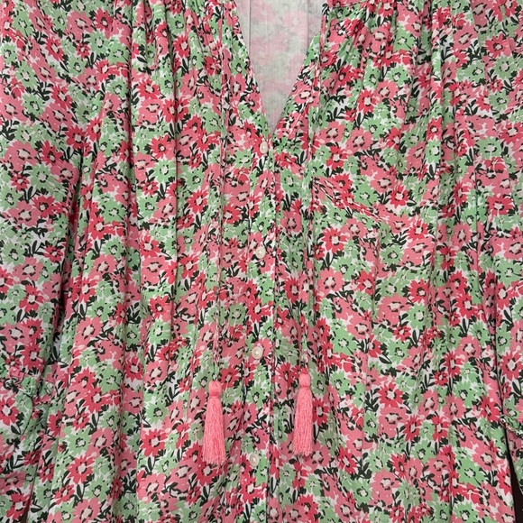 Vineyard Vines Pink and Green Floral Long Sleeve Dress - Picture 4 of 6